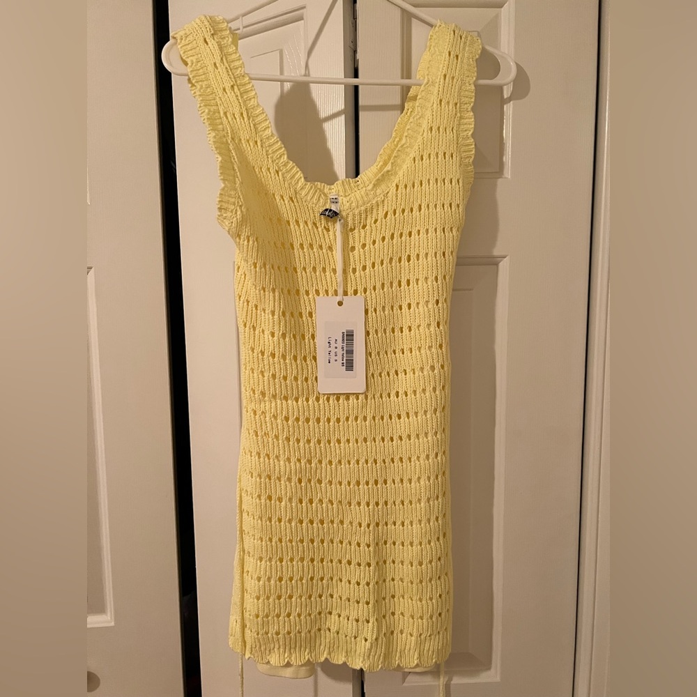Yellow Sleeveless Knit Dress